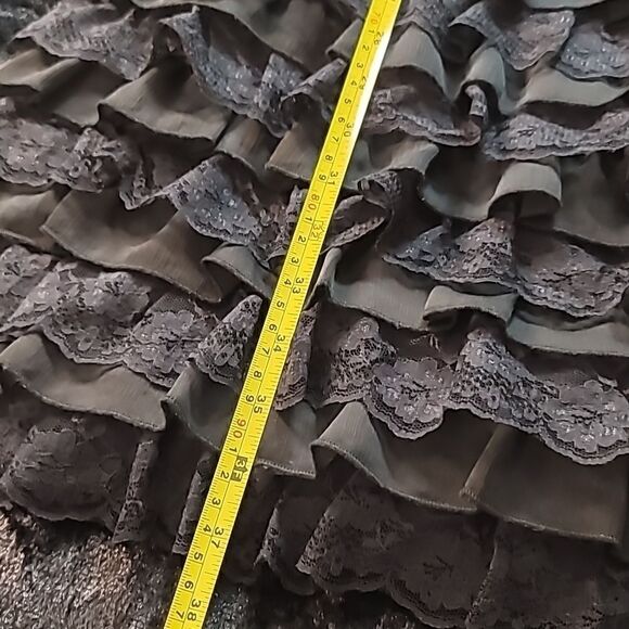 Garnet Hill Cotton Lace Black Frill Tiered Dress - Picture 9 of 13